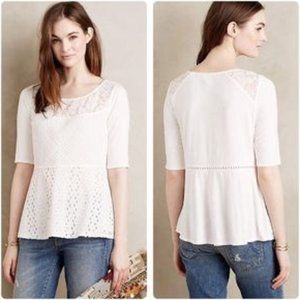 Anthropologie Tiny Amelia Eyelet Peplum Top
